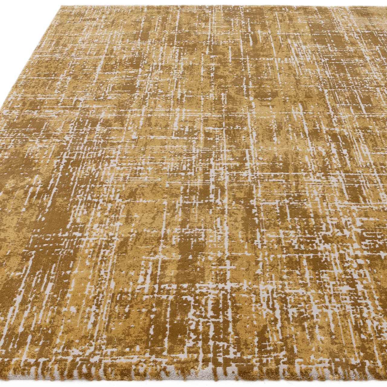 Kuza Abstract Gold Velvet Soft Rug
