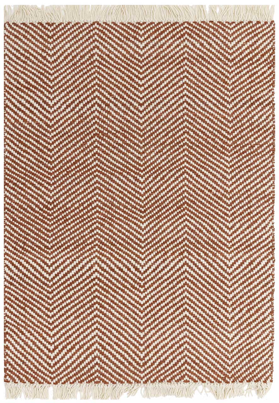 Vigo Rust Cream Flatweave Fringe Rug