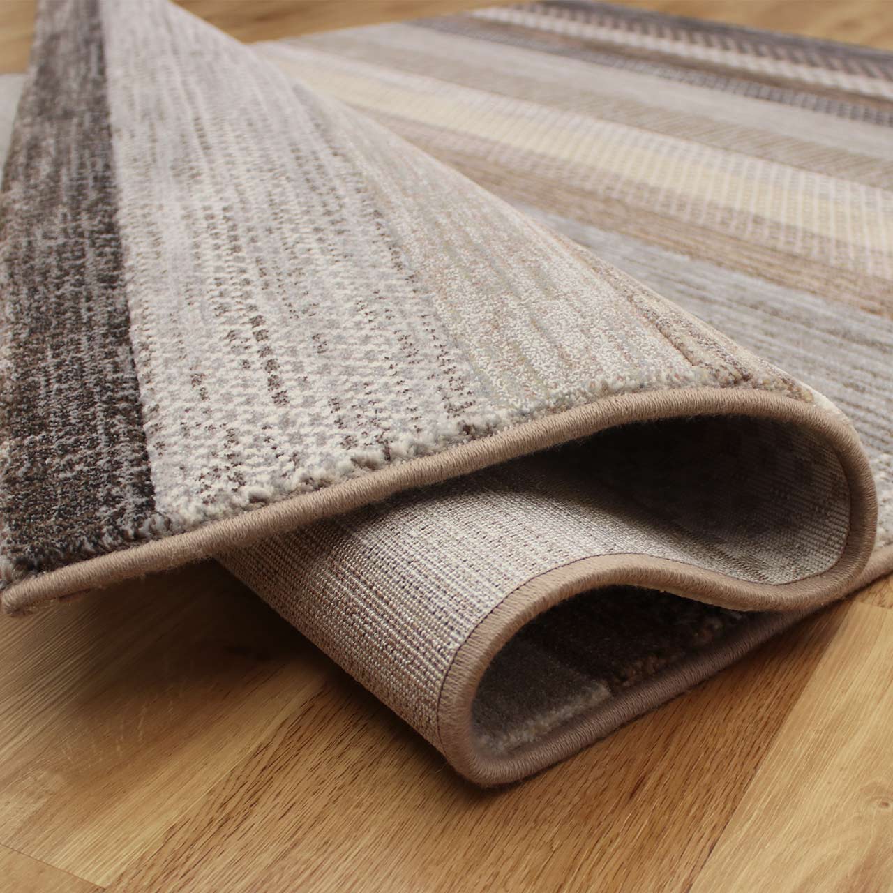 Natural Brown Stripe Hardwearing Galleria Rug 9293