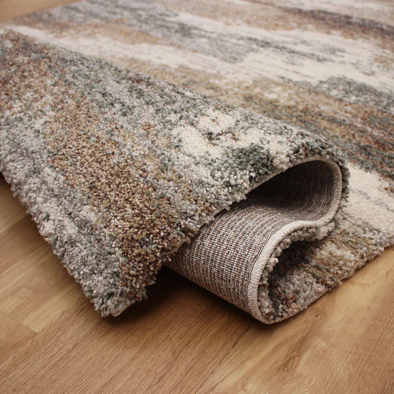 Grey Brown White Abstract Thick Mehari Rug 6747