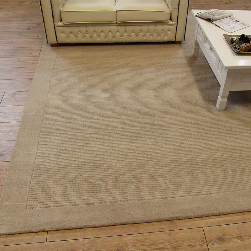 Beige SM Large wool plain rugs Runner