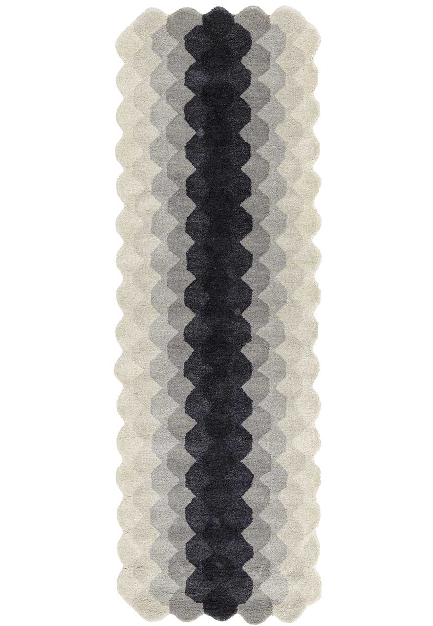 Hive Charcoal Geometric Thick Wool Rug