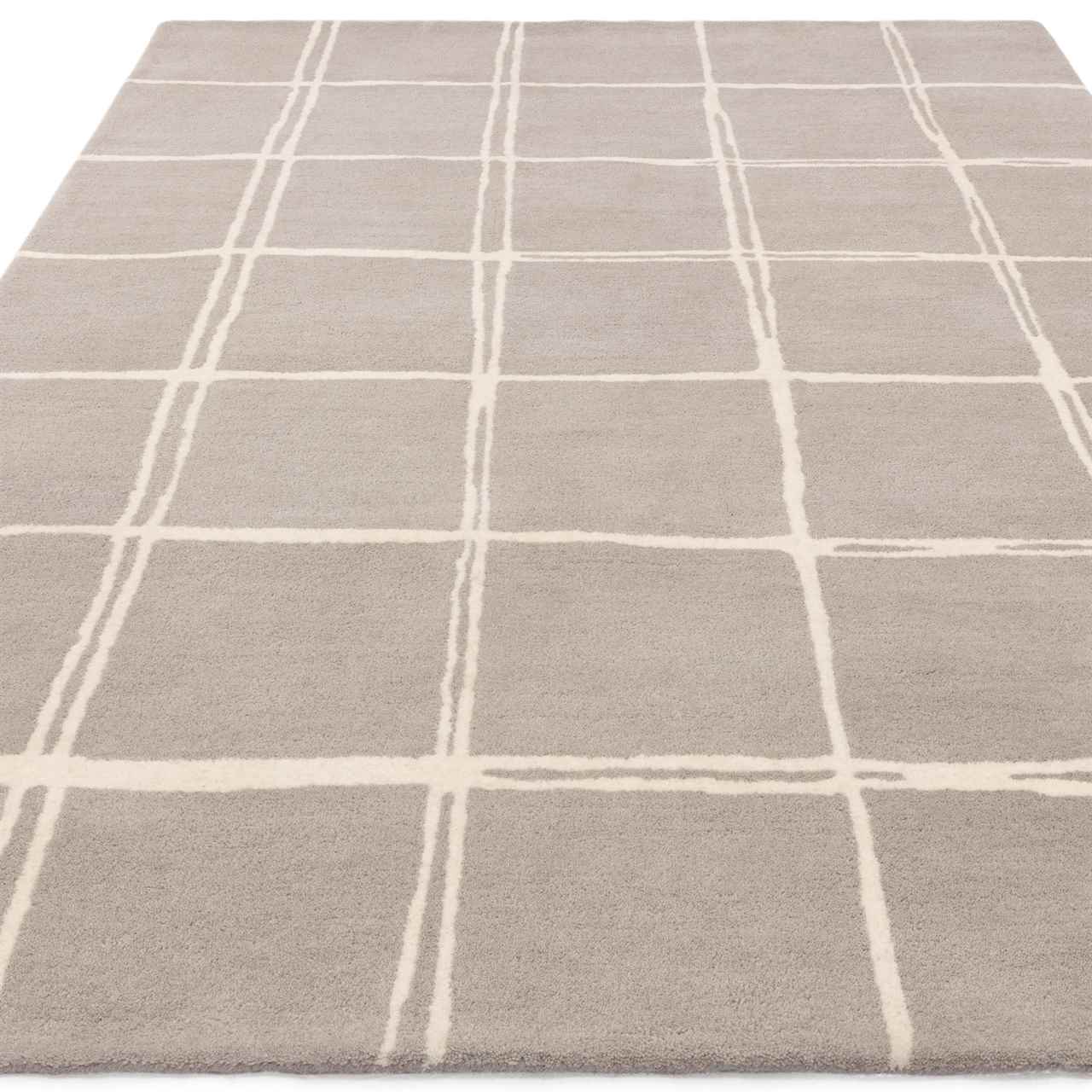 Albany Wool Rug Grid Silver Grey
