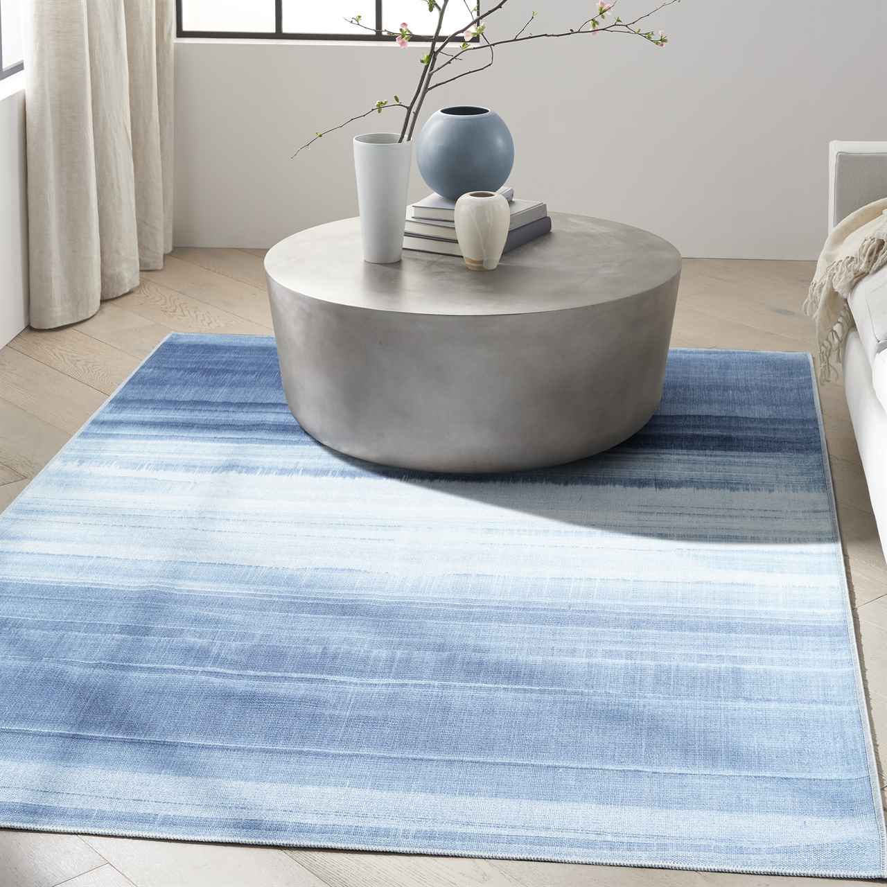Calvin Klein Thin Washable Rug Launder Ombre Aqua