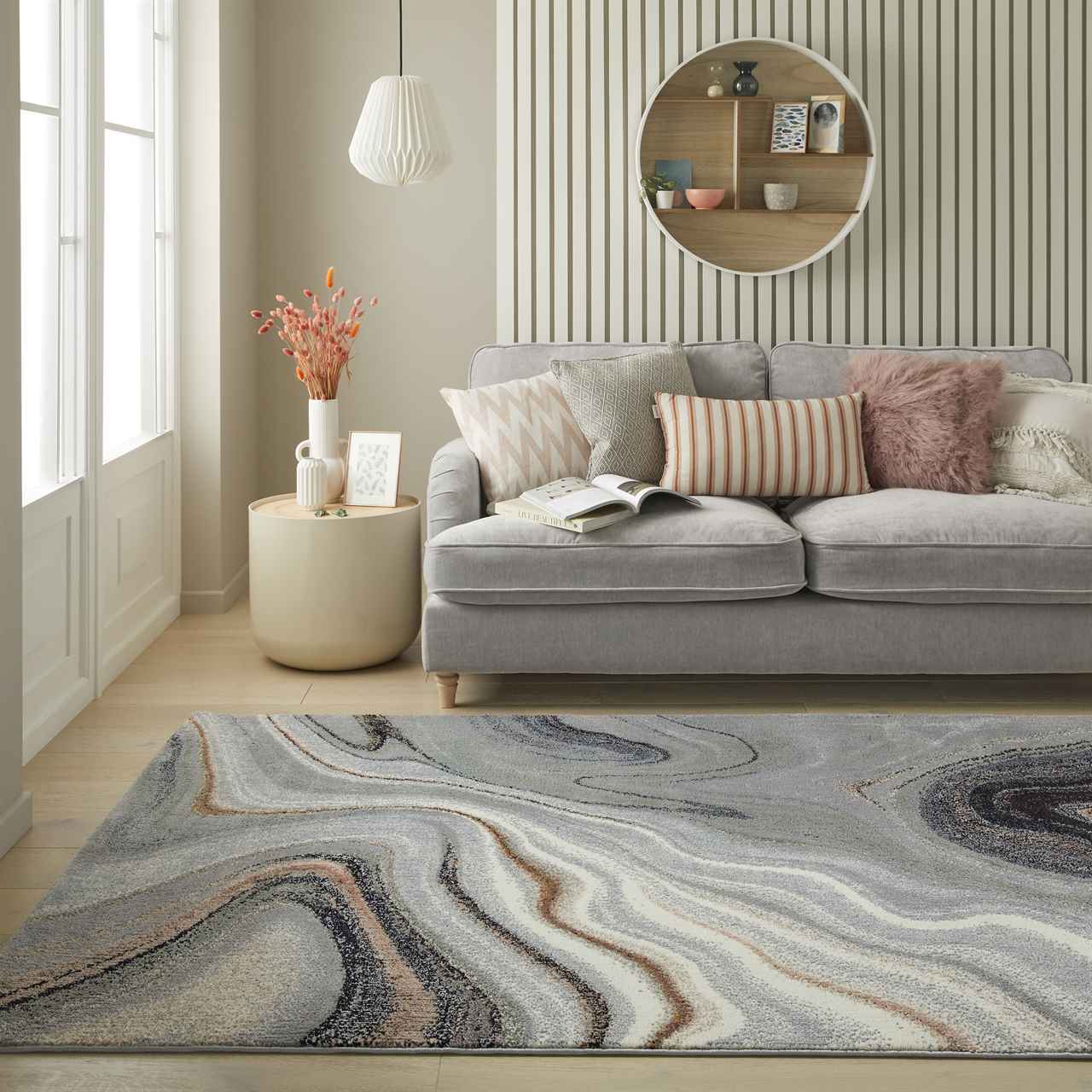Amara Soft Stylish Abstract Rug Sage Grey 