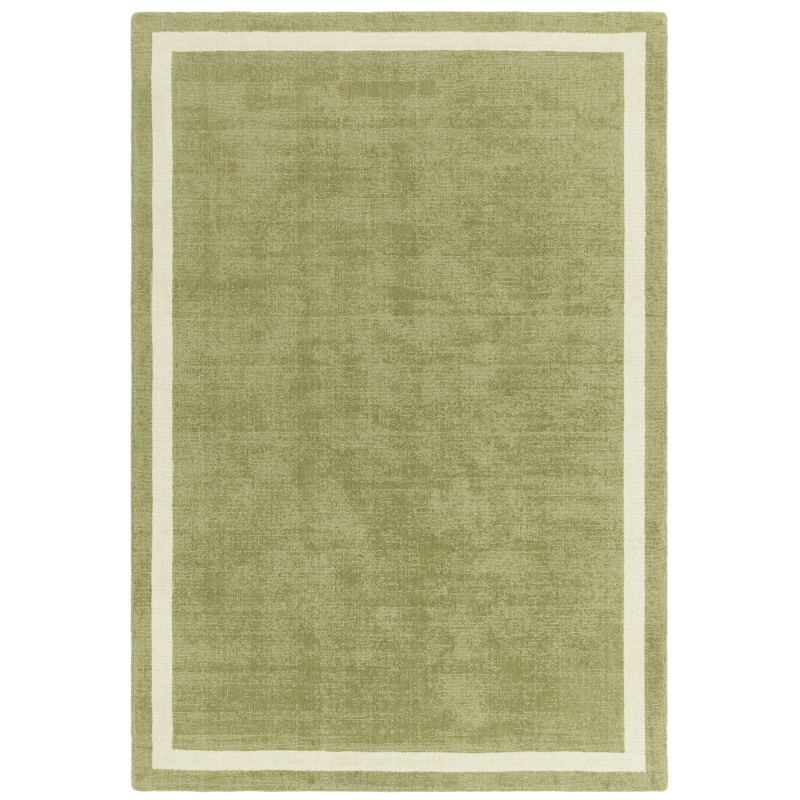 Albi Green Pure Wool Plain Rug