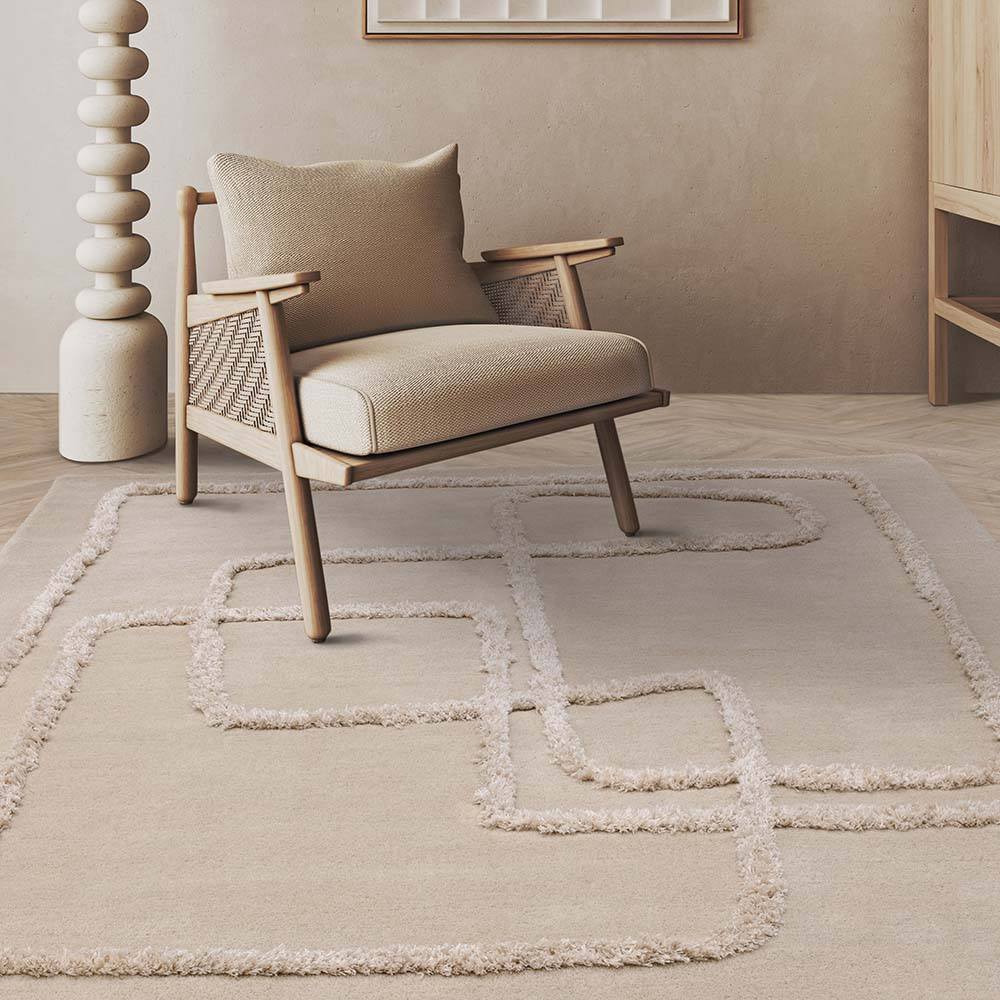 Matrix 95 Infinity Sand Thick Wool Floor Rug