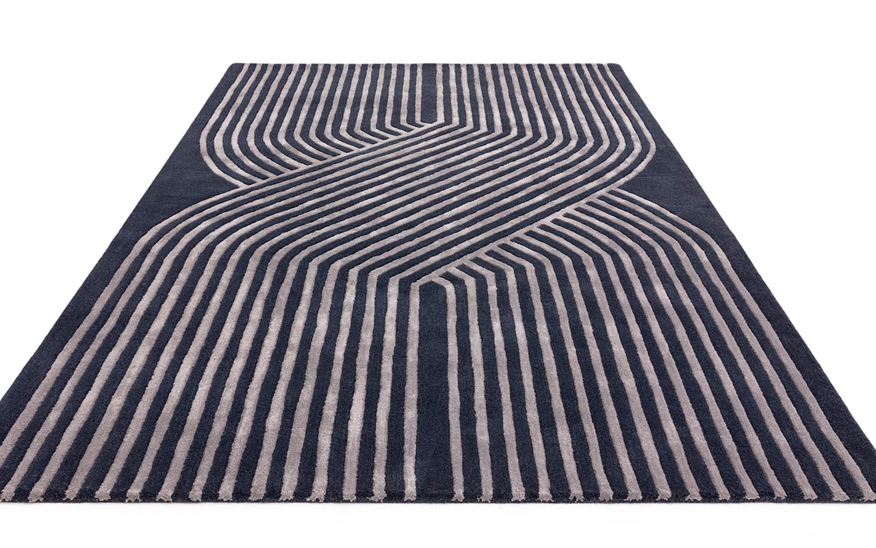 Matrix 97 Solstice Navy Rug Silky Lines Viscose Wool