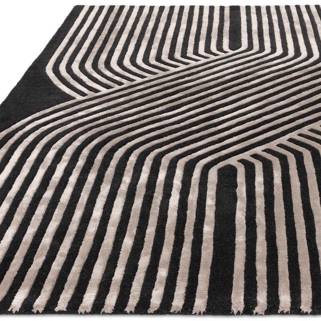 Matrix 98 Solstice Gunmetal Rug Silky Lines Viscose Wool