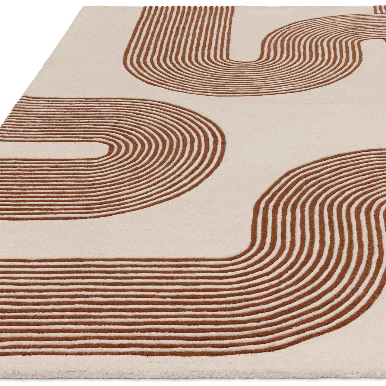 Matrix 85 Arches Amber Ivory Stylish Thick Wool Rug