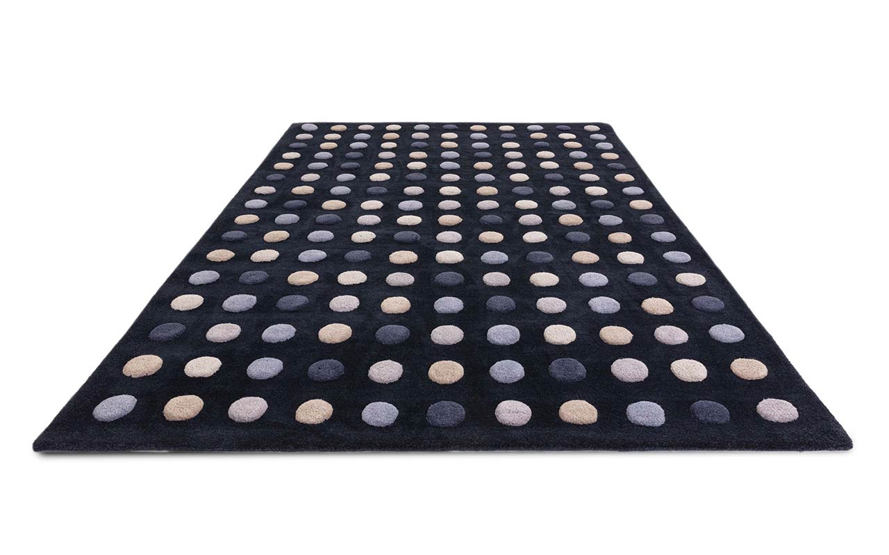 Dotty Navy Thick Wool Indian Rug