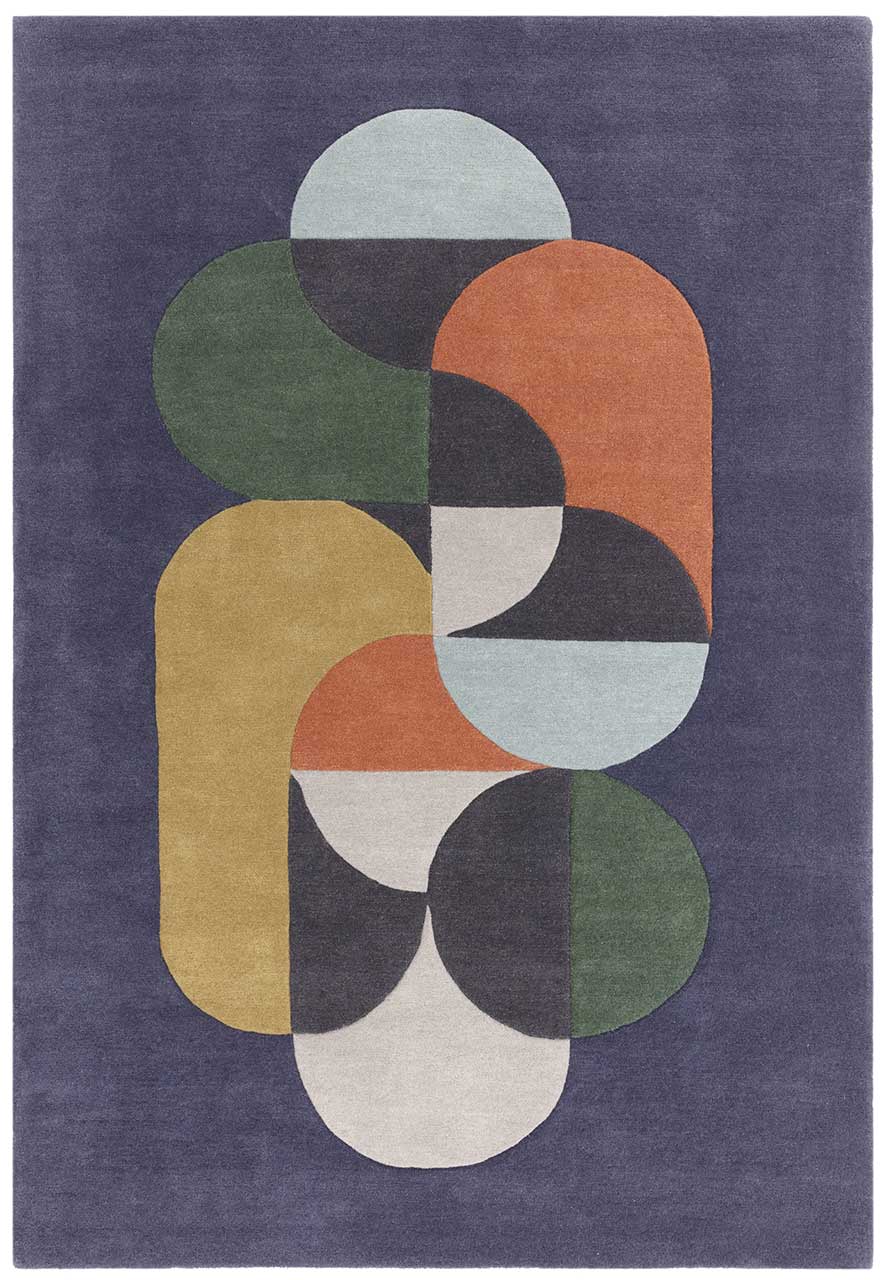 Matrix 91 Statement Navy Multi Stylish Wool Rug