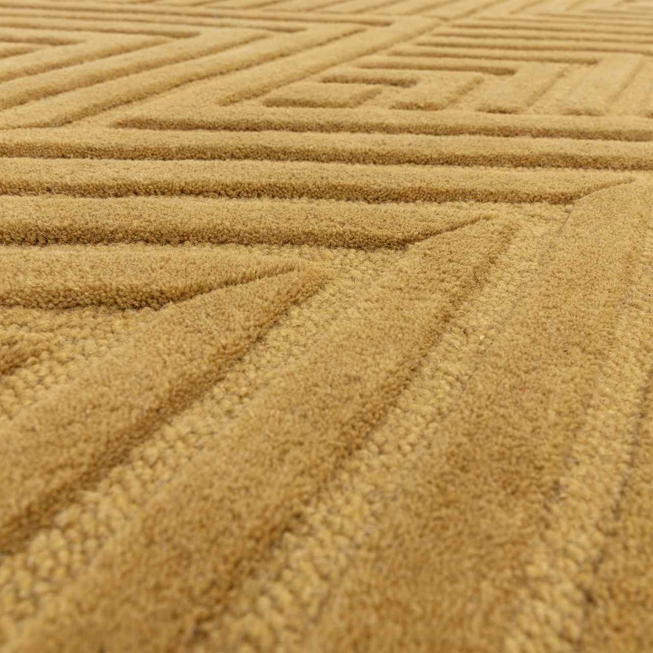 Hague Ochre Thick Woolen Rug Hand Tufted