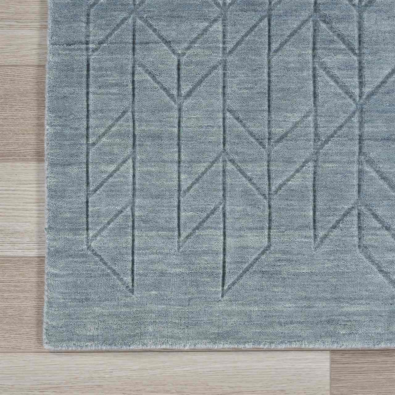 Alessa Plain Blue Handmade Wool Rug