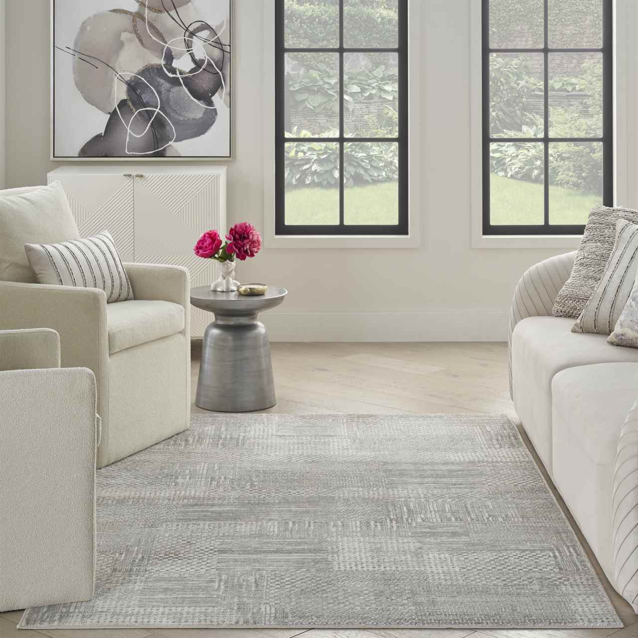 Glitz GLZ09 Silver Grey Abstract Patchwork Rug