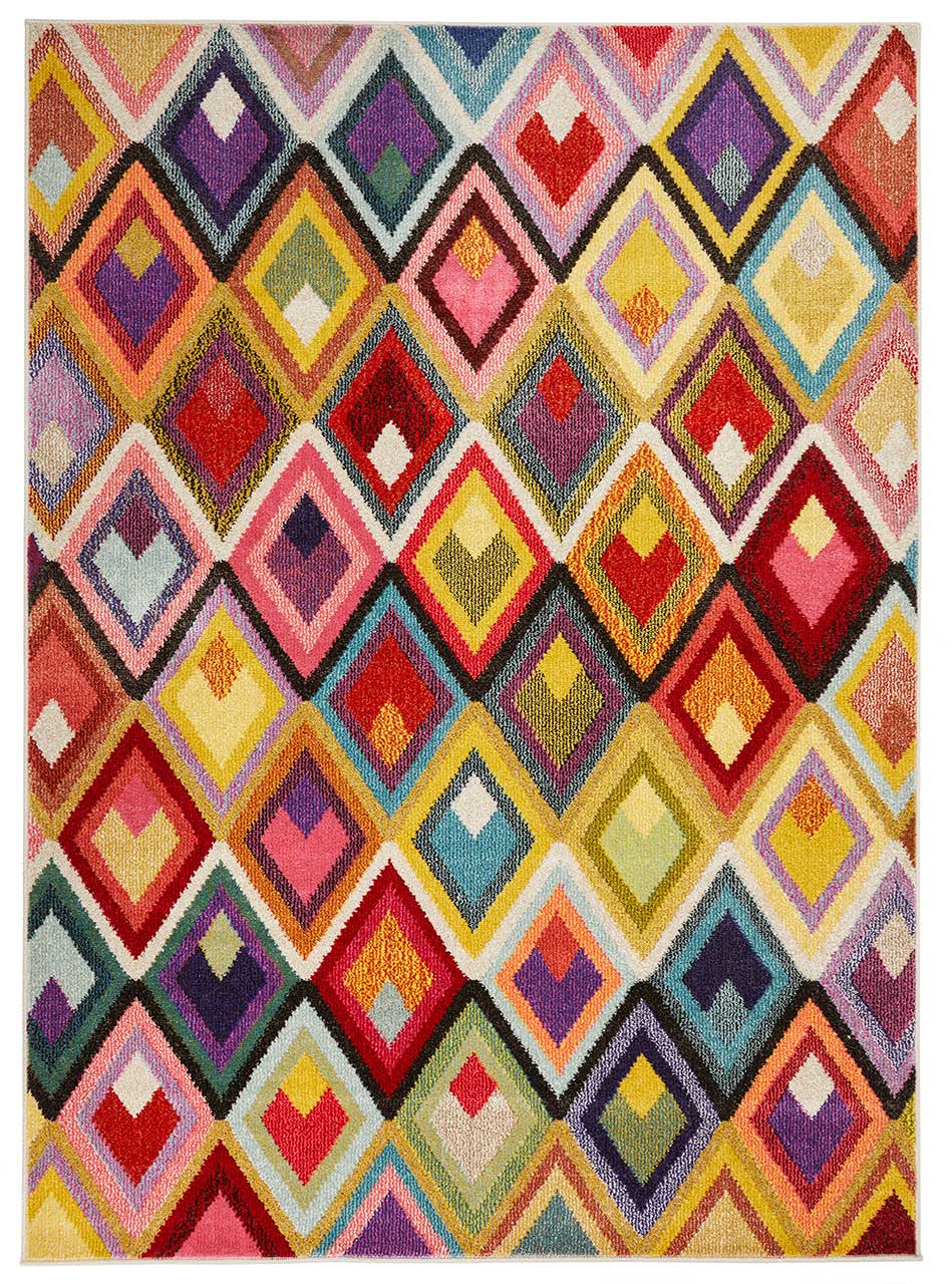 Carnaval Yellow Multi Hardwearing Rug CAR109
