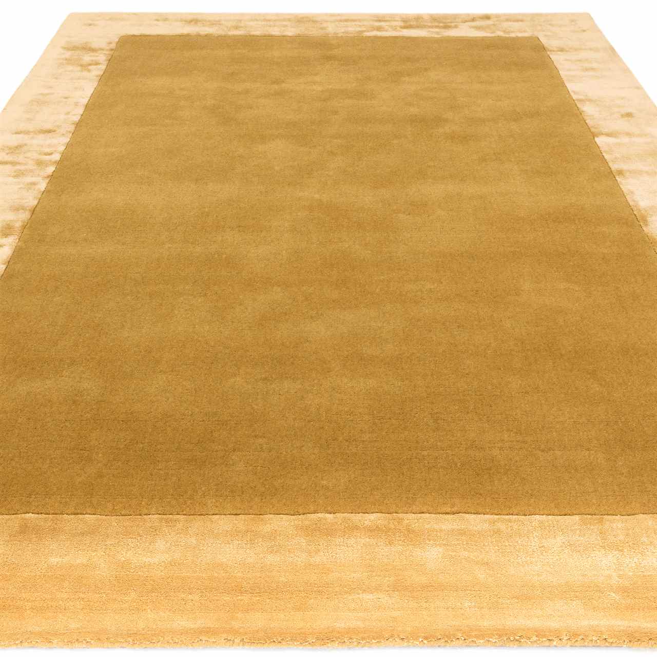 Ascot Luxury Gold Glossy Border Thick Wool Rug