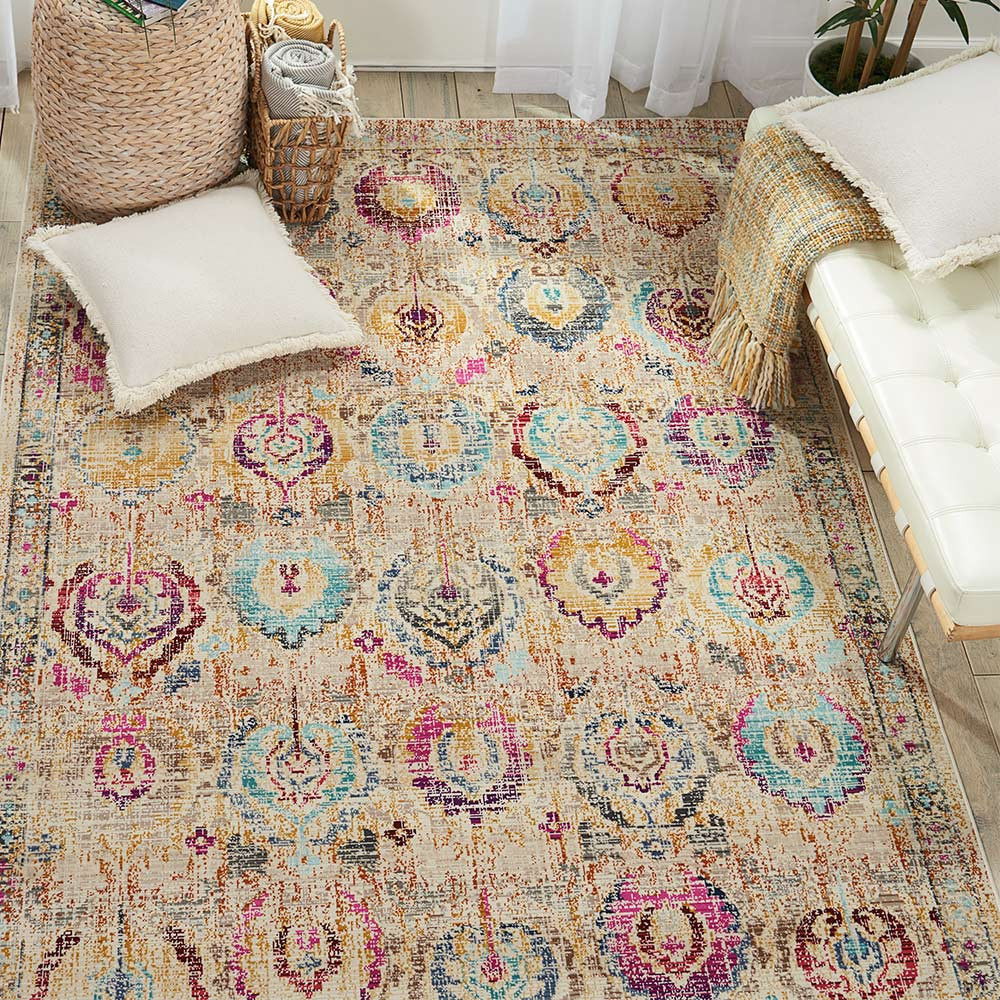 Ivory Multicoloured Vintage Kashan Rug VKA04 Runner