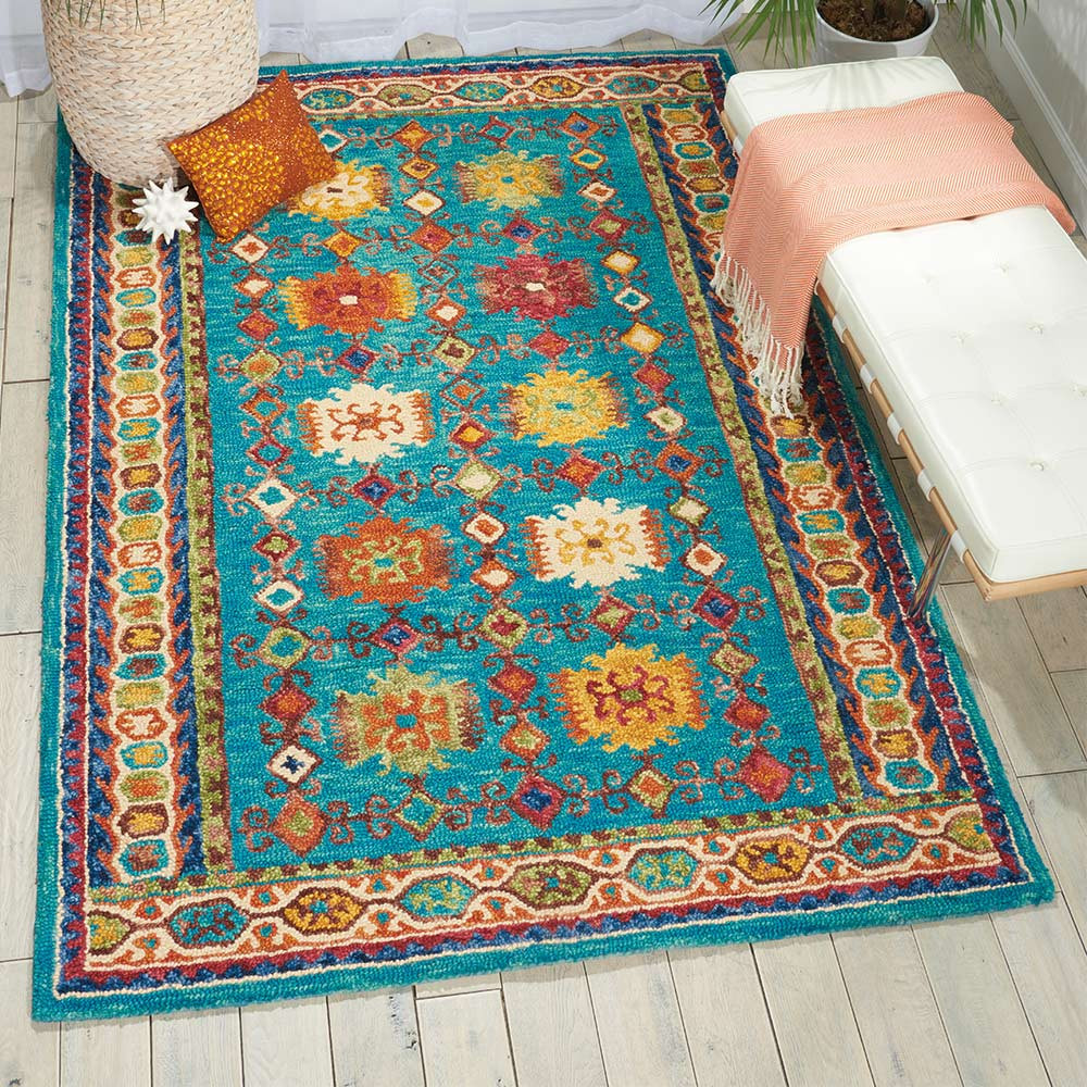 Vibrant Wool rug Teal VIB09 Runner