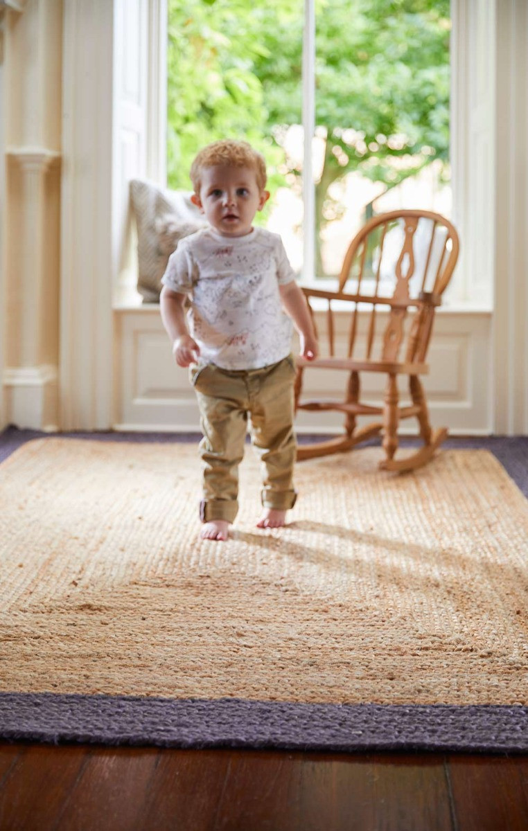 Origins Jute Border Grey Natural Rug Circle