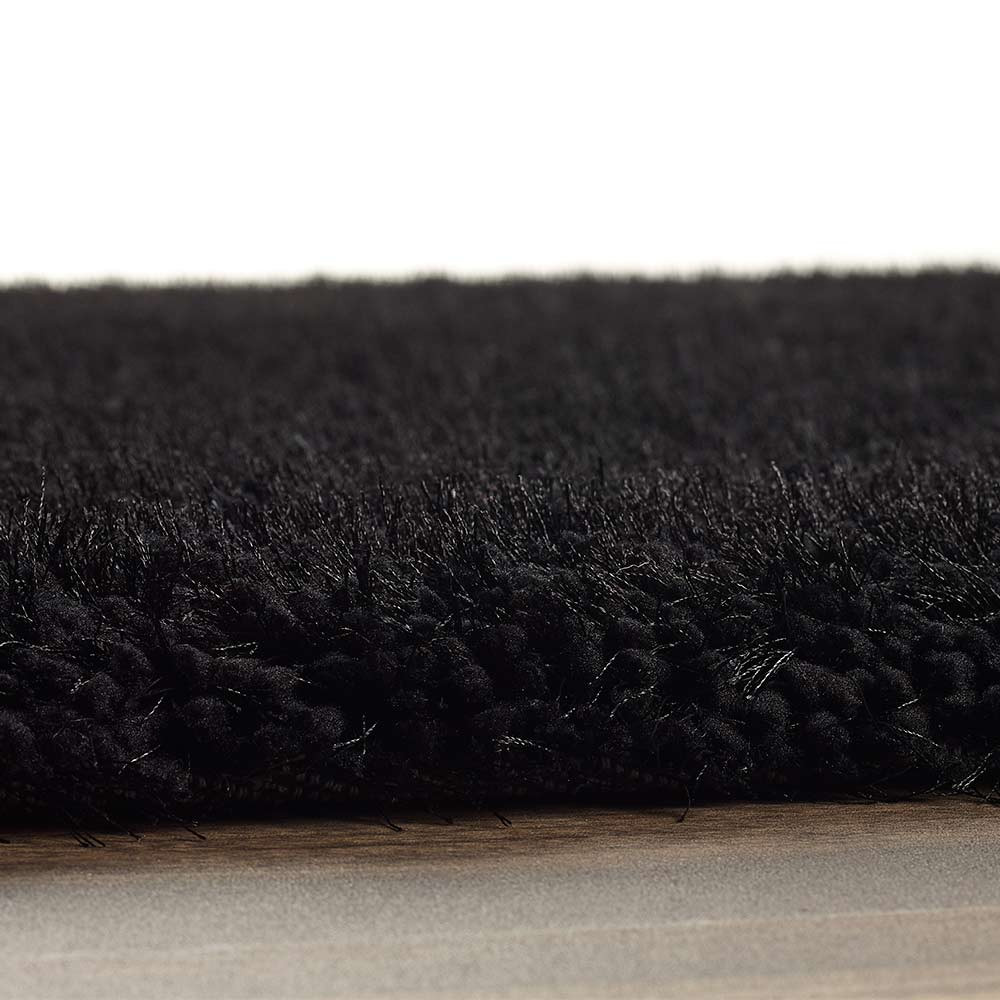 Origins Chicago Black Thick Shaggy Rug Circle