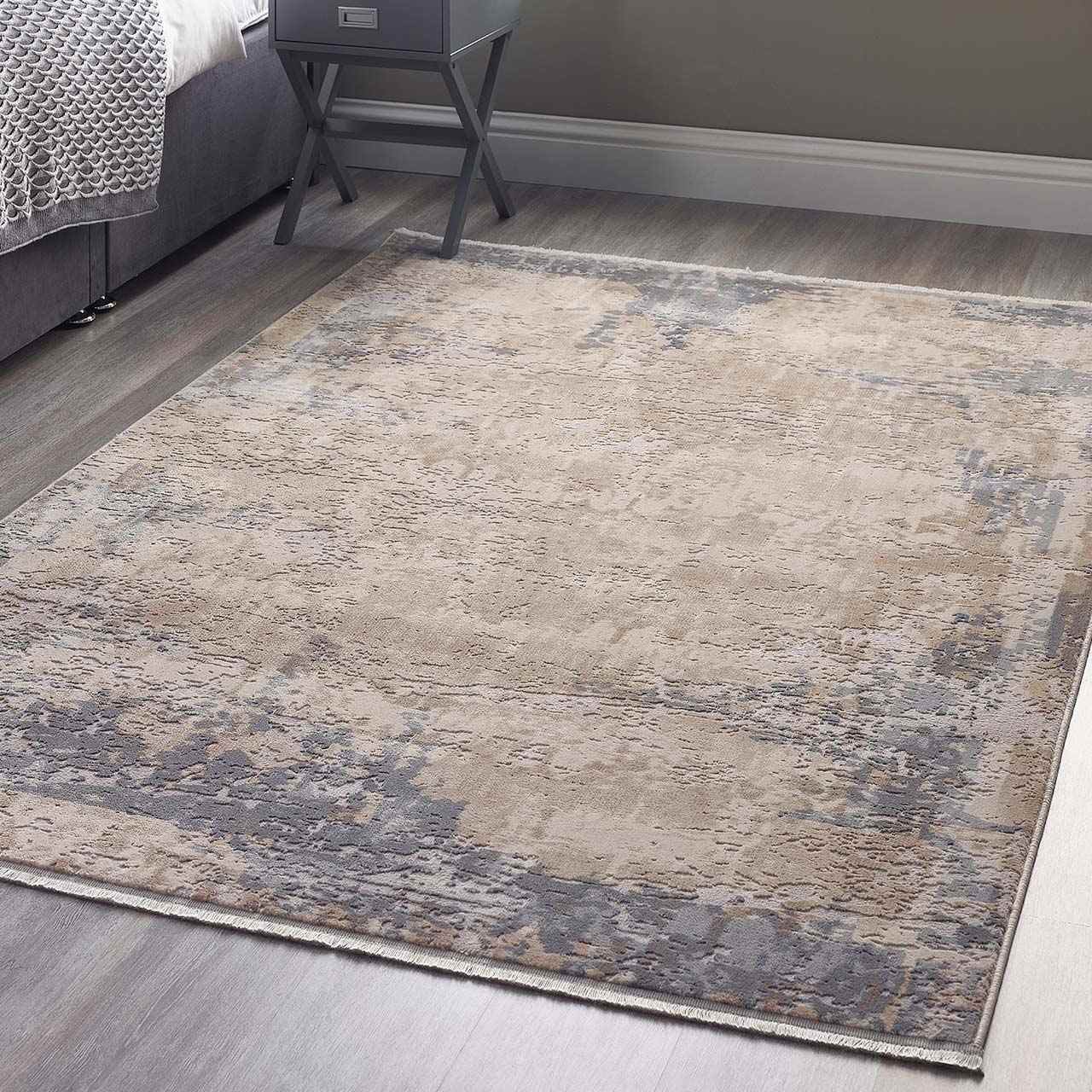 Modern Distressed Rug Cosimo Blue Grey