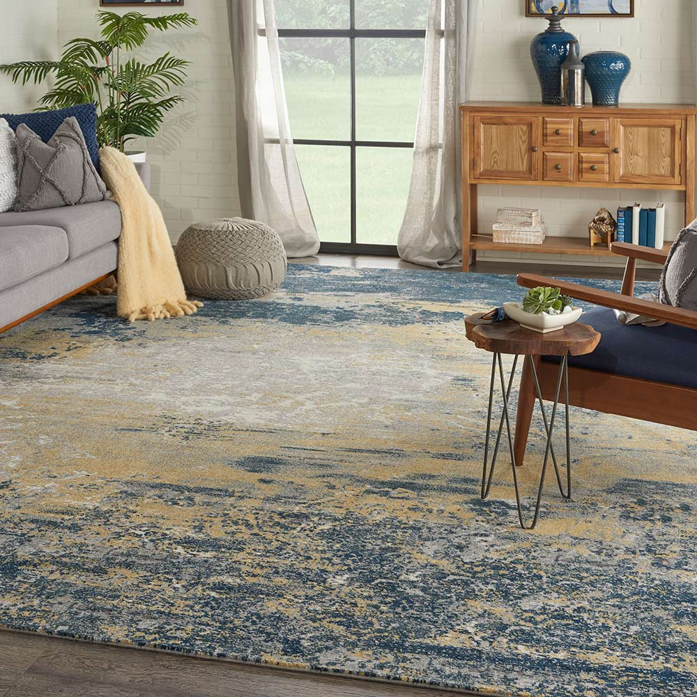 Twilight TWI22 Navy Gold Modern Rug Circle