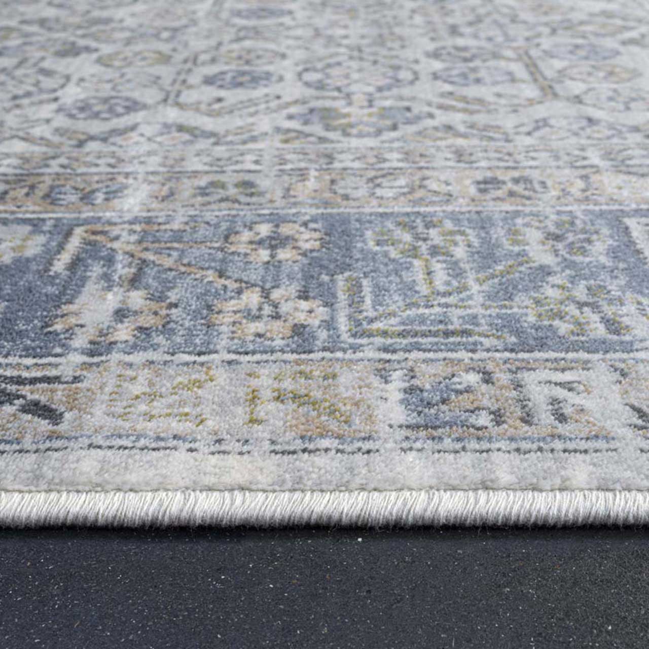 Visconti Traditional Silky Cream Pale Blue Rug