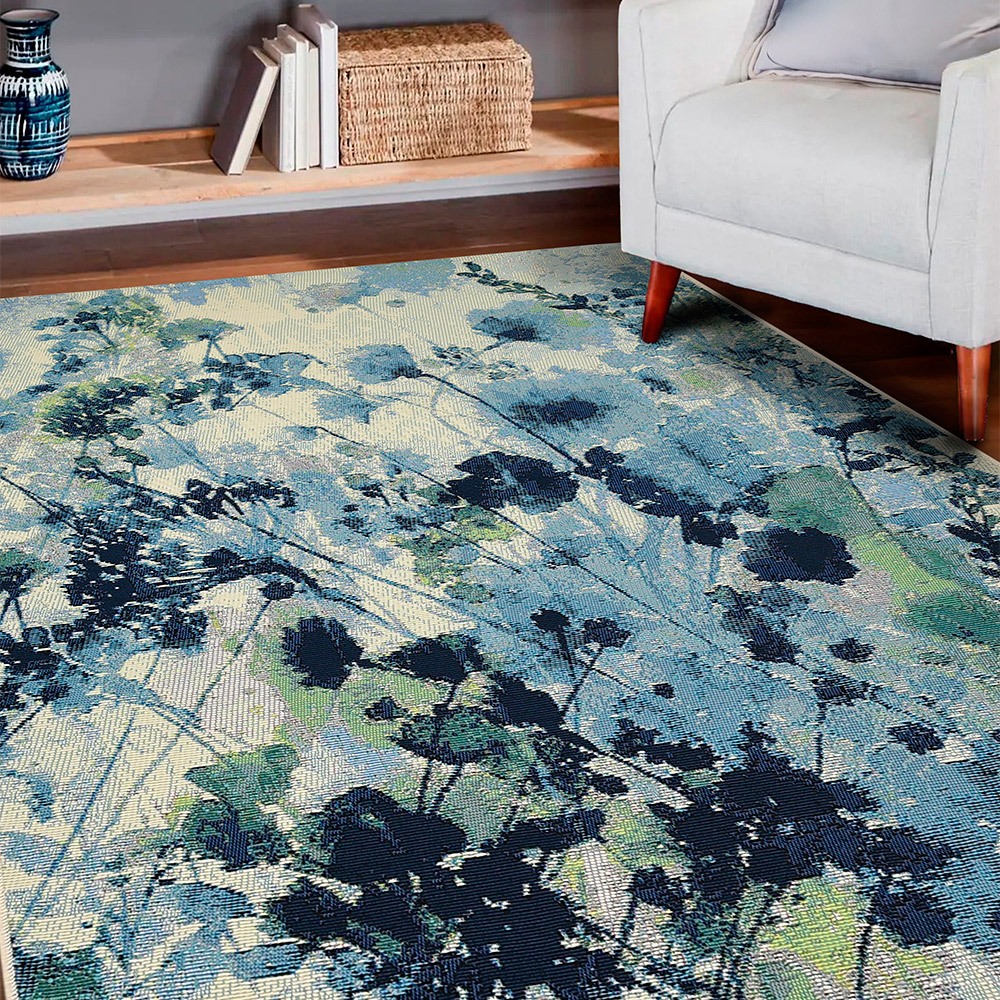 Tropicana Watercolour Blue Garden Rug