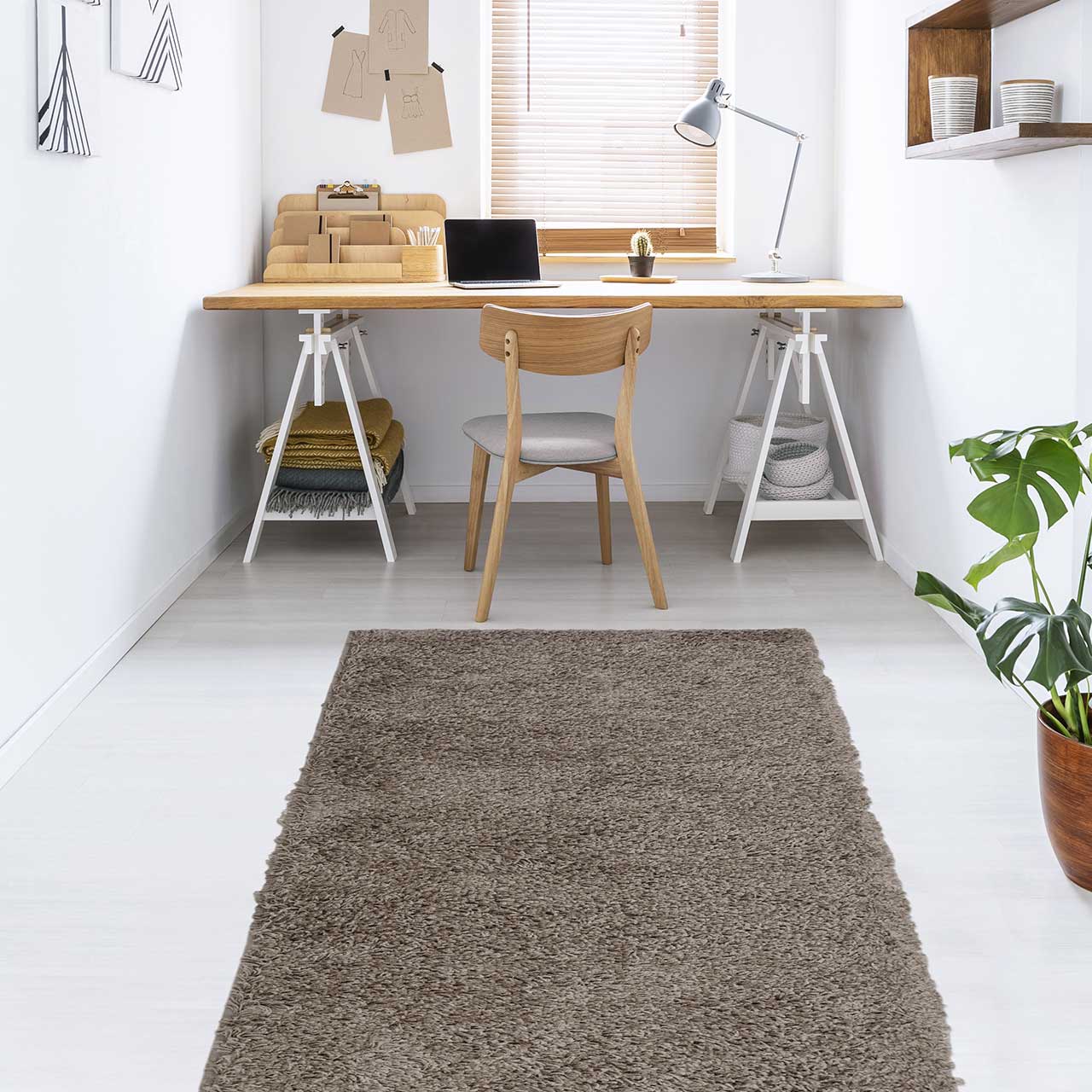 Jazz Shaggy Rug Dark Natural
