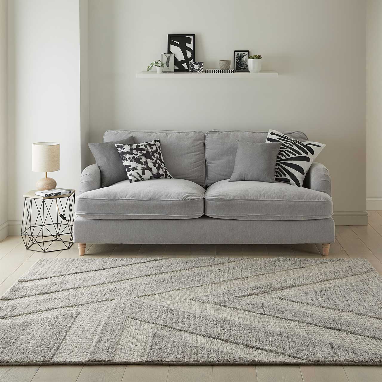 Stellar Arrow Wool Jute 3D Grey Rug