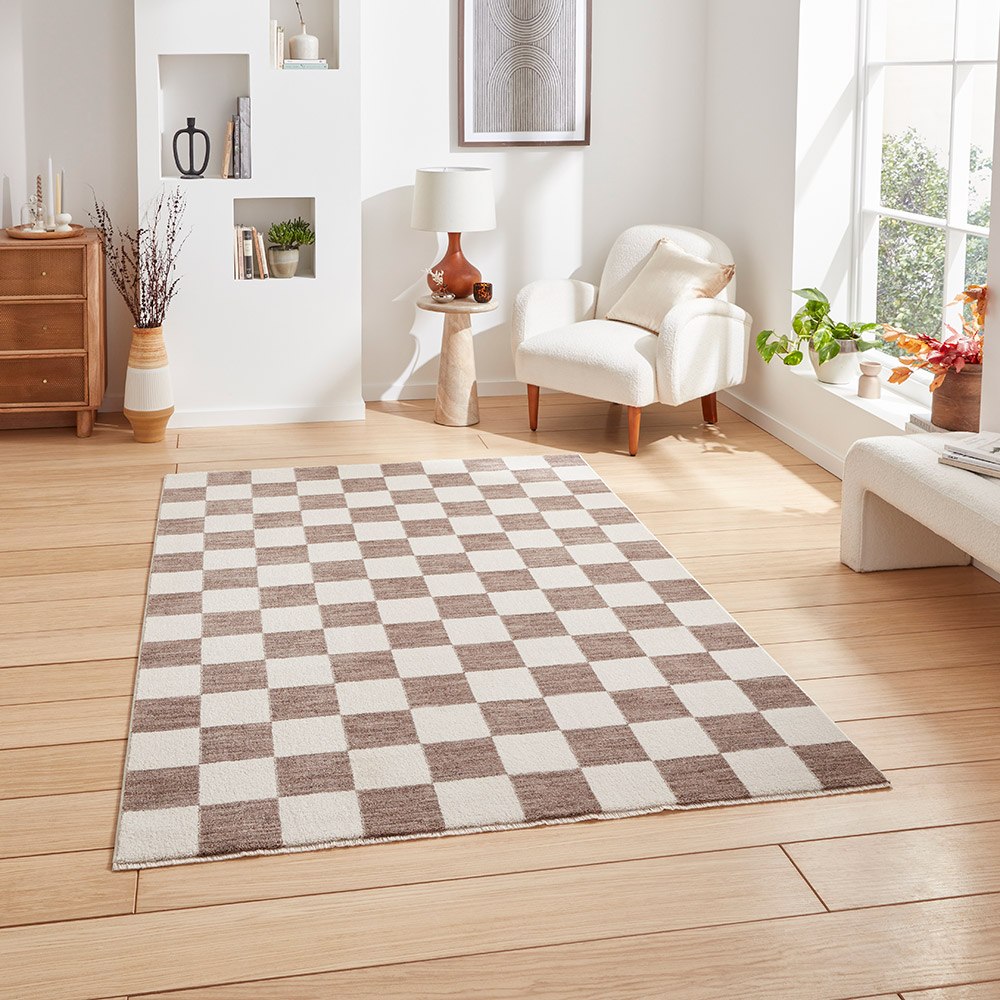 Baltimore Grey White Modern Checker Rug