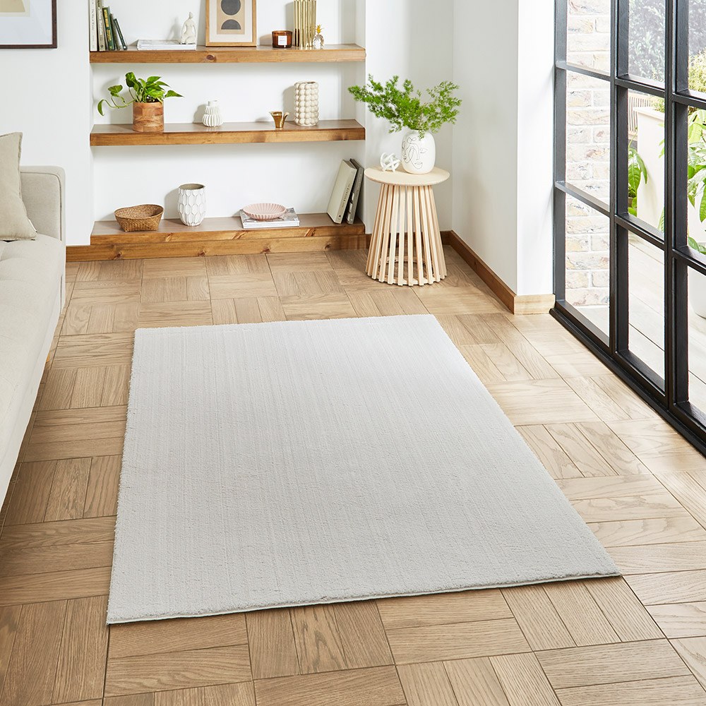 Bay Grey Plain Shaggy Washable Rug