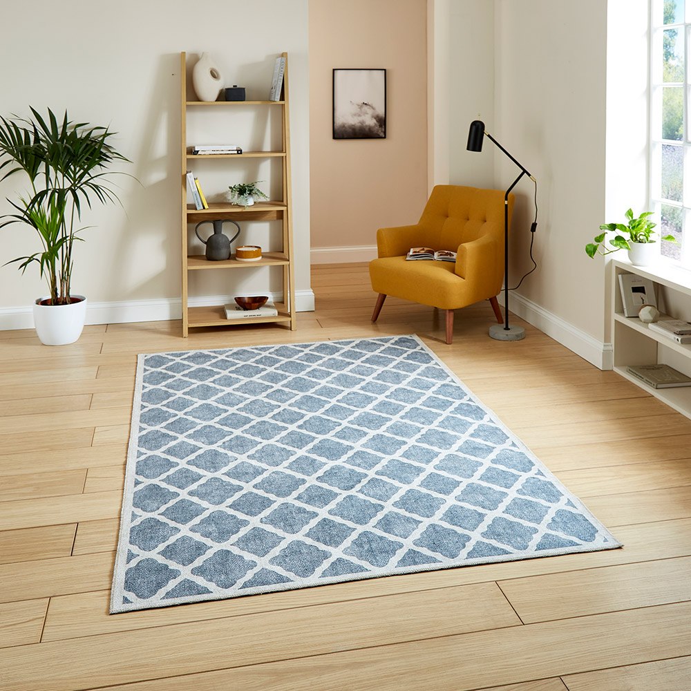Coral Grey Modern Washable Rug