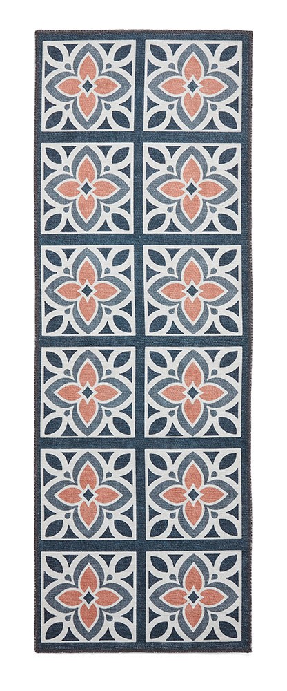 Victoria Grey Orange Floral Washable Rug