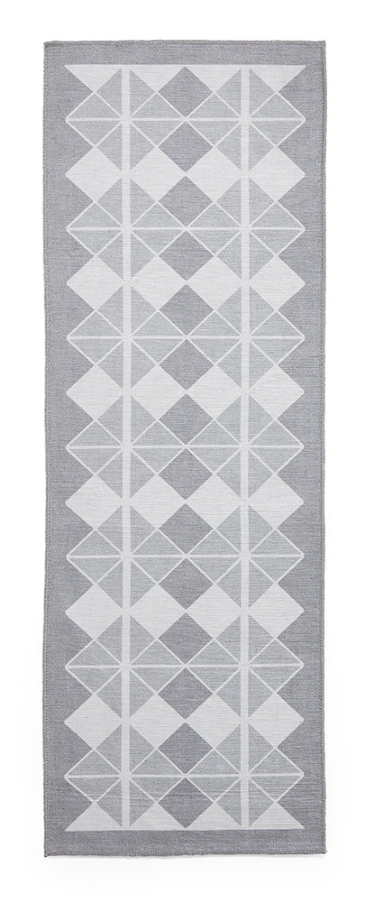 Victoria Light Grey Modern Diamonds Washable Rug
