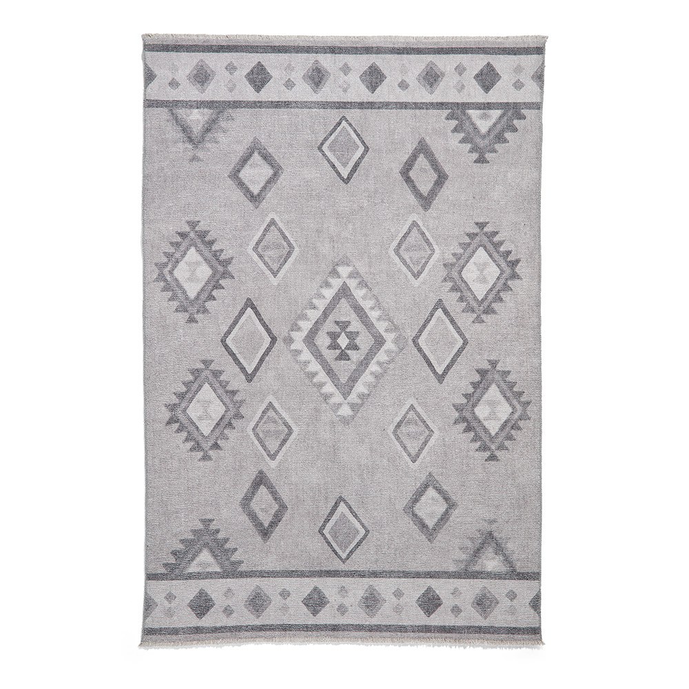 Whisper Grey Modern Diamonds Washable Rug Runner
