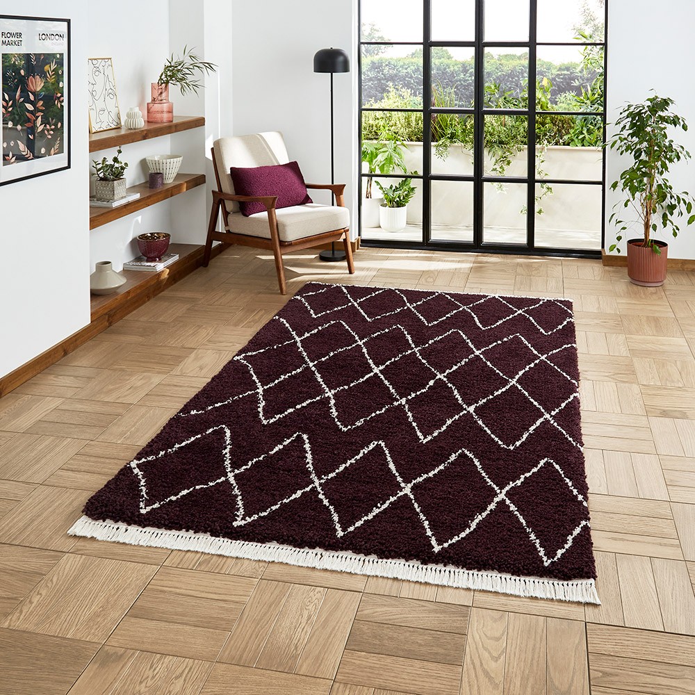 Boho 8280 Purple Berber Shaggy Moroccan Rug
