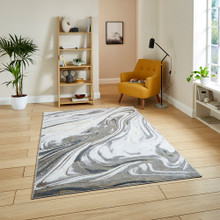 On Sale Tidal Silver Modern Abstract Rug 200x290cm