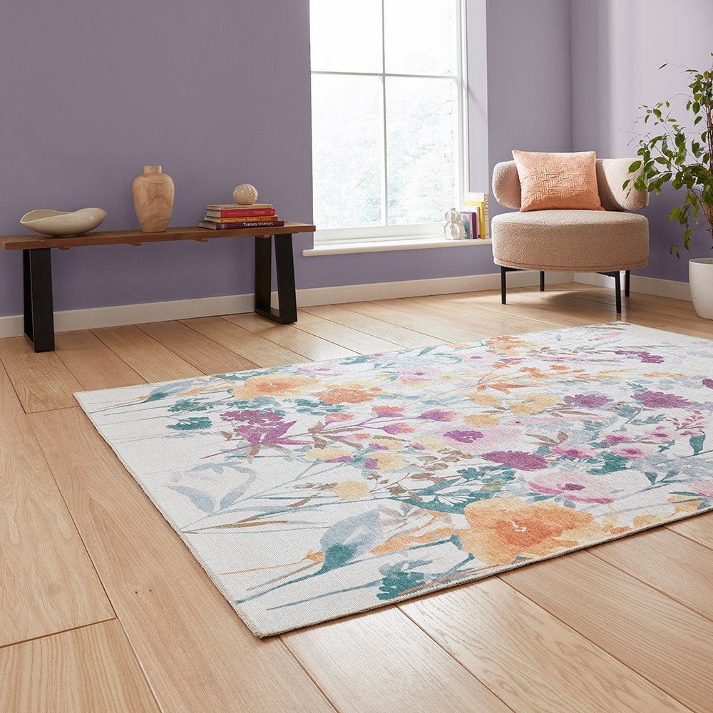 Catherine Lansfield Country Floral Yellow Rug Runner
