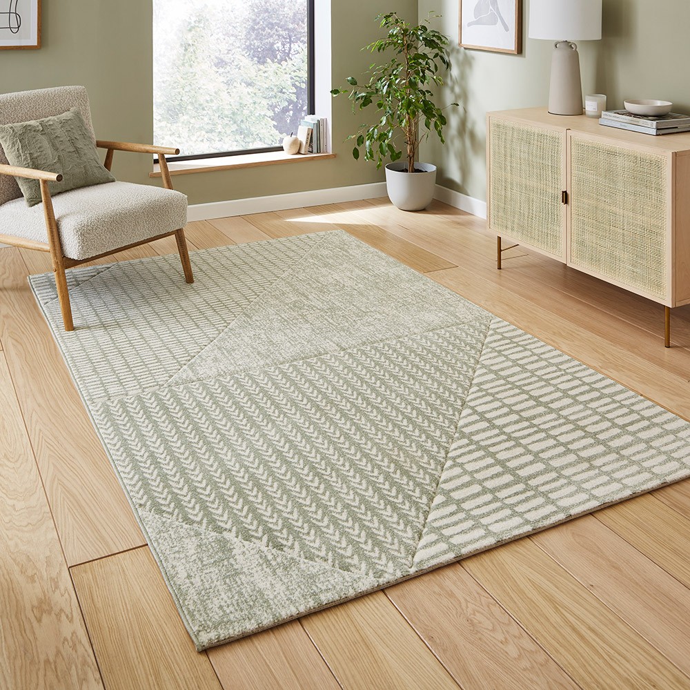Catherine Lansfield Larsson Modern Abstract Sage Rug