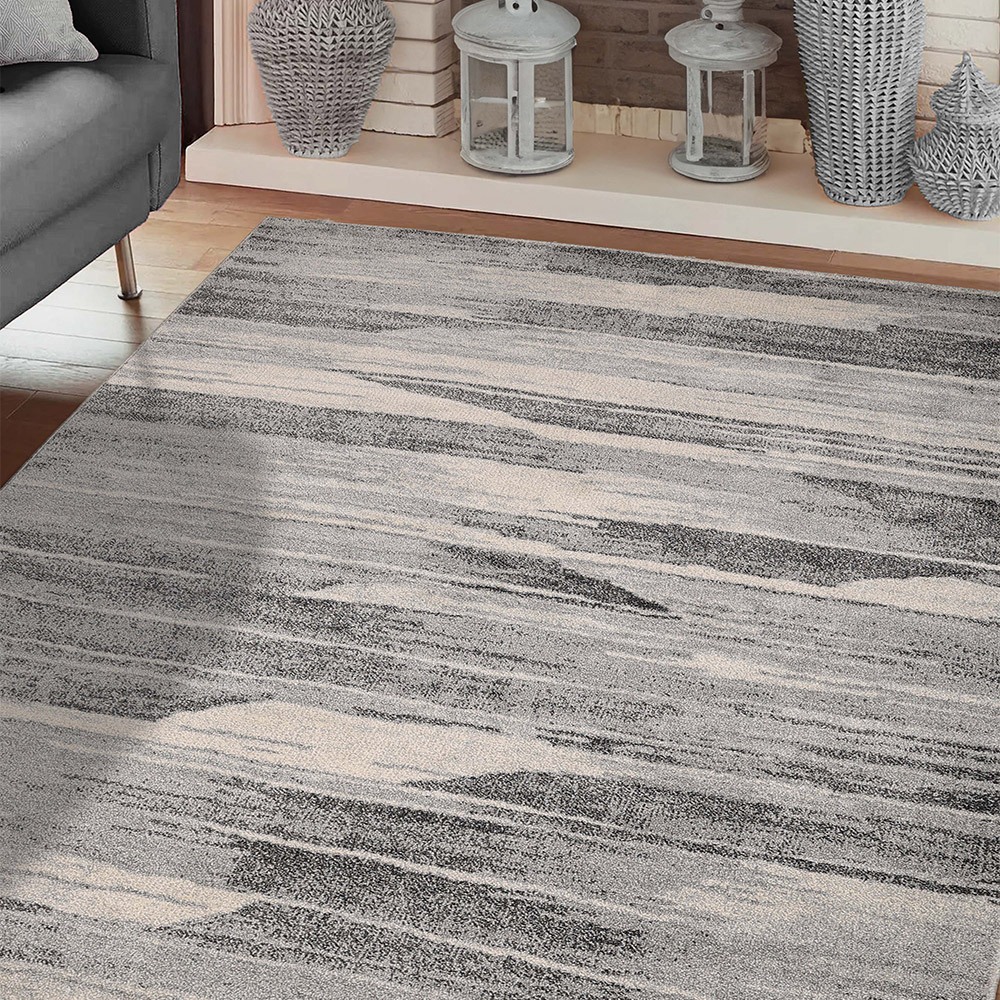 Freya Abstract Grey Rug Runner