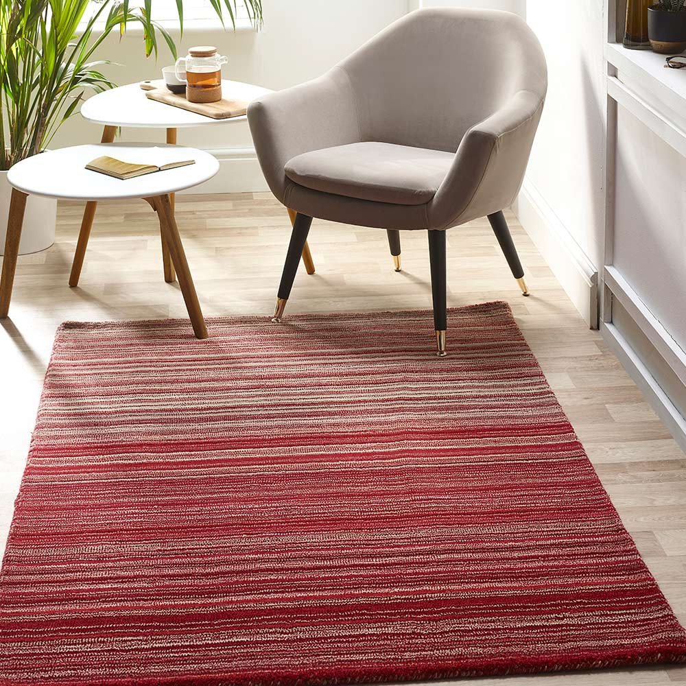 Origins Fine Stripes Red Striped Wool Rug Runner