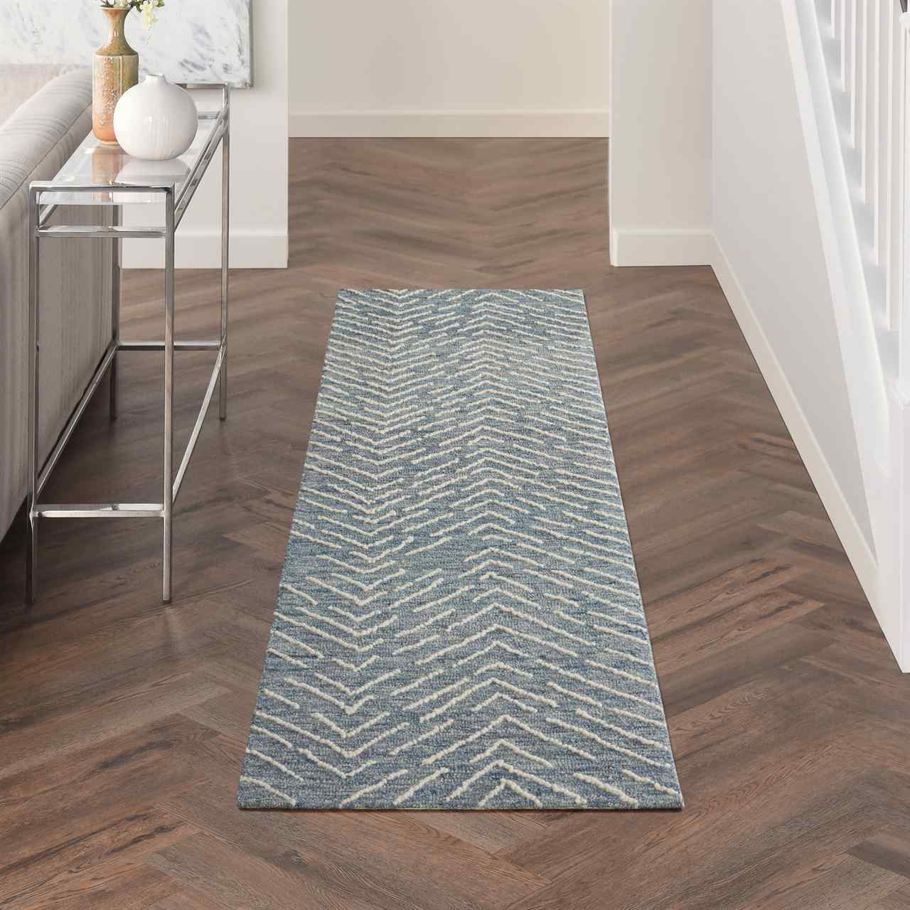Colorado CLR02 Indigo Ivory Wool Rug Runner