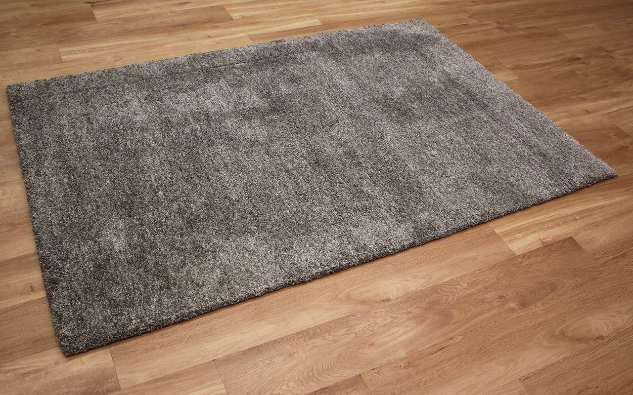Plain Green Grey Thick Shaggy Rug Mehari 4747 Runner