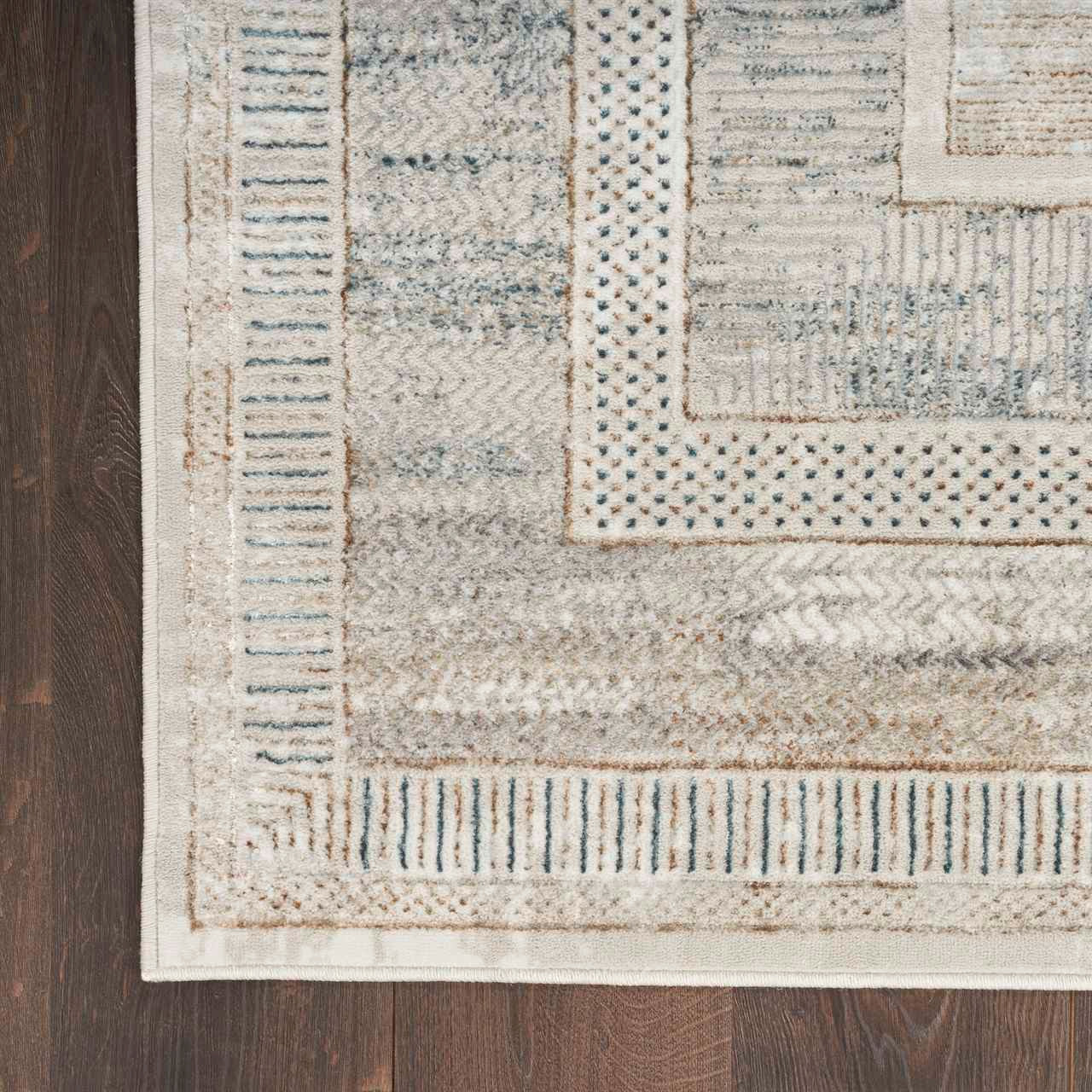 Glitz GLZ07 Silky Two Tone Thin Rug Ivory Multicolour Runner