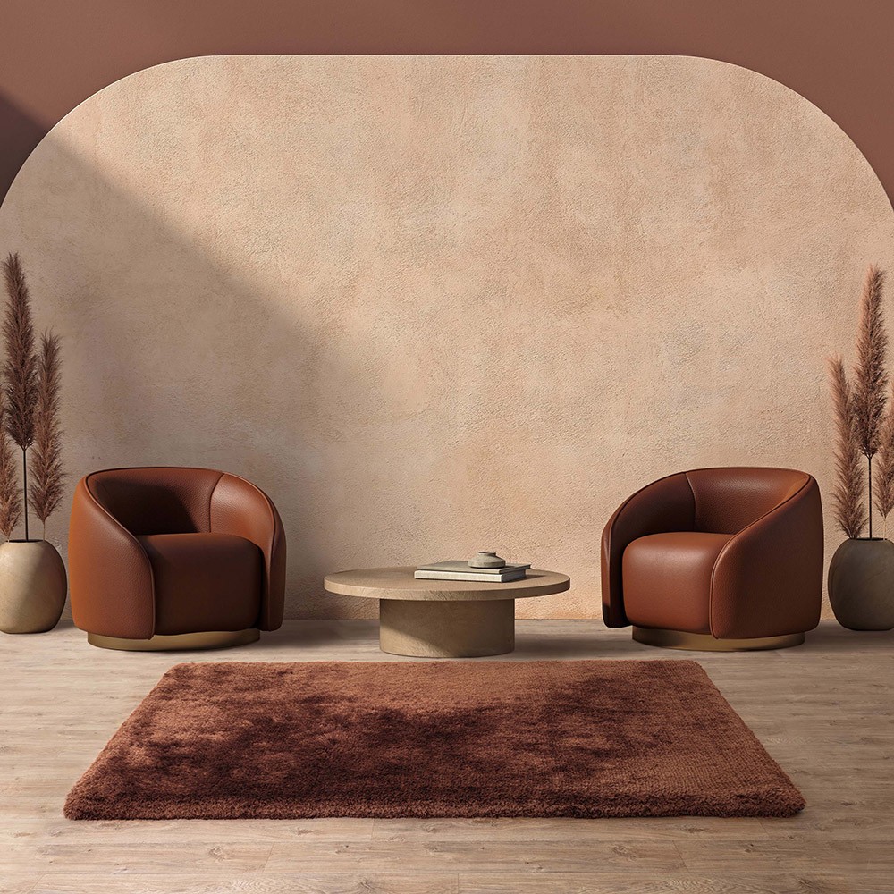 Ultra Thick Plush Shaggy Rug Copper Brown