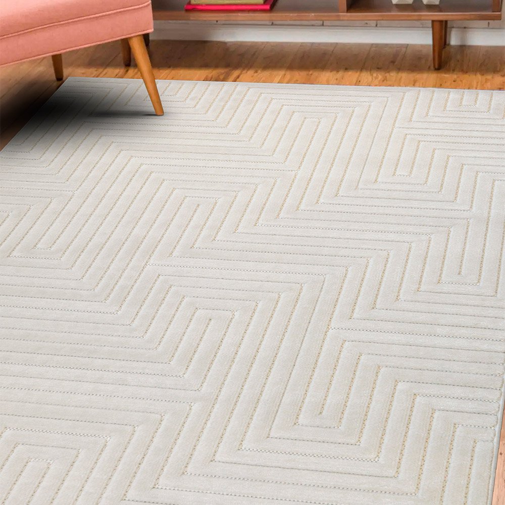 Malmo Maze White Contemporary Indoor Outdoor Rug