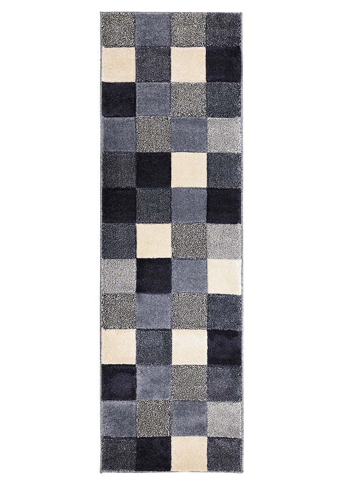 Newport Blocks Blue Rug Runner