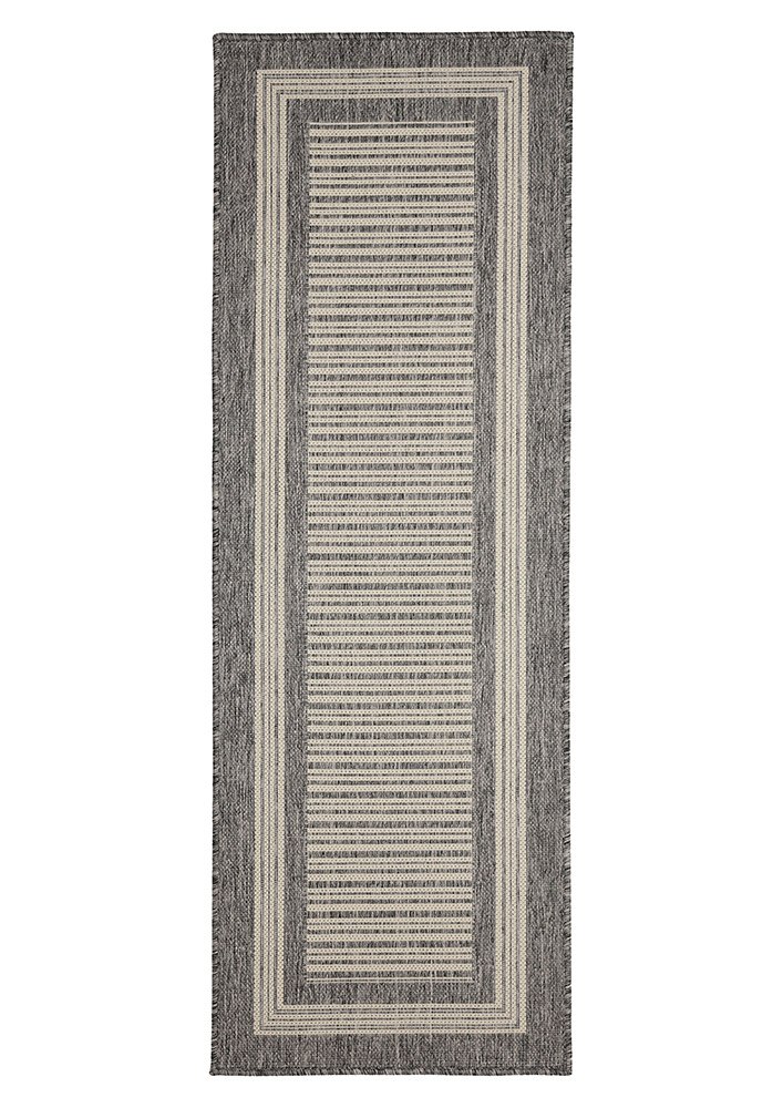 Flatweave Gel Border Steel Grey Rug Runner